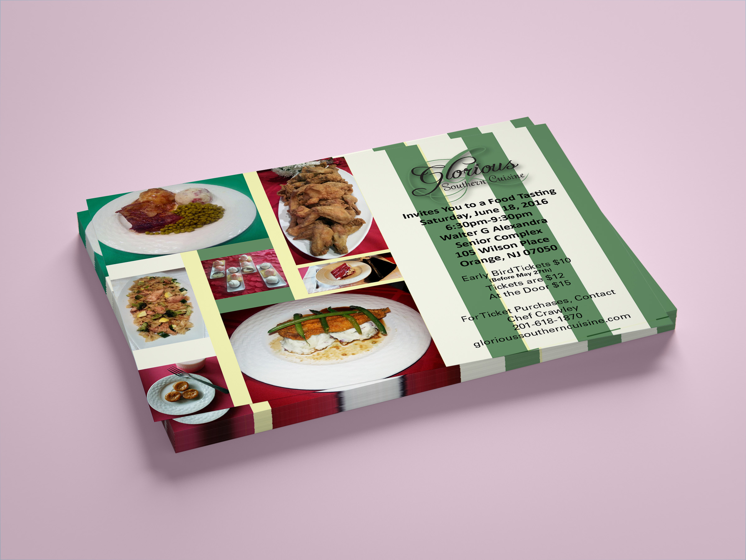 Glorious Southern Cuisine food tasting flyer